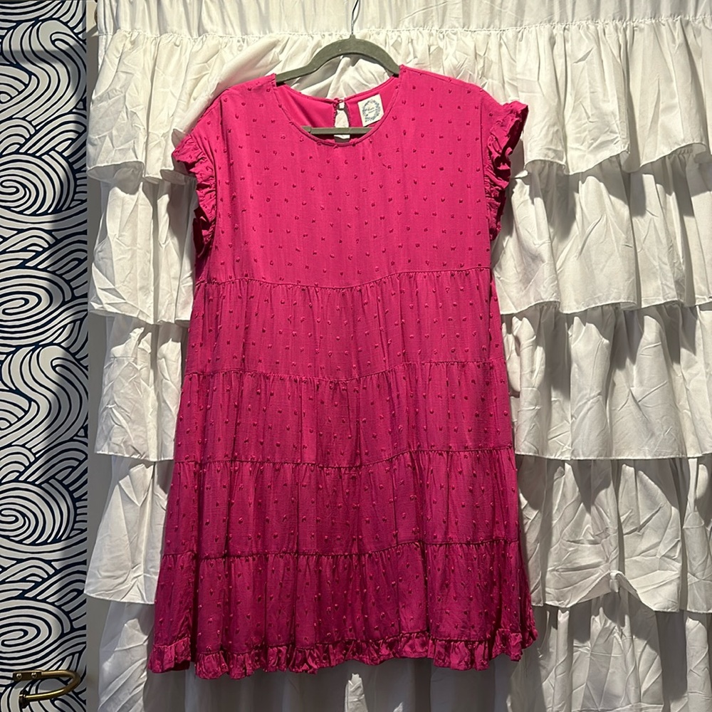 Pink ruffle mini dress